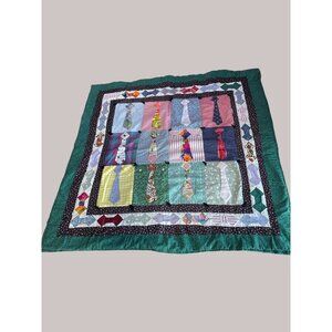 Vintage Quilt 38”x39” Bow Tie Shirt Pattern Cutter